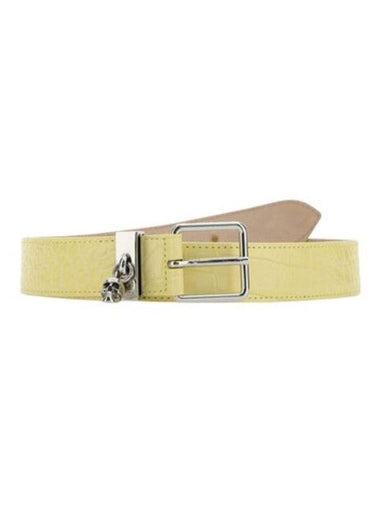 silver skull leather belt yellow - ALEXANDER MCQUEEN - BALAAN 1