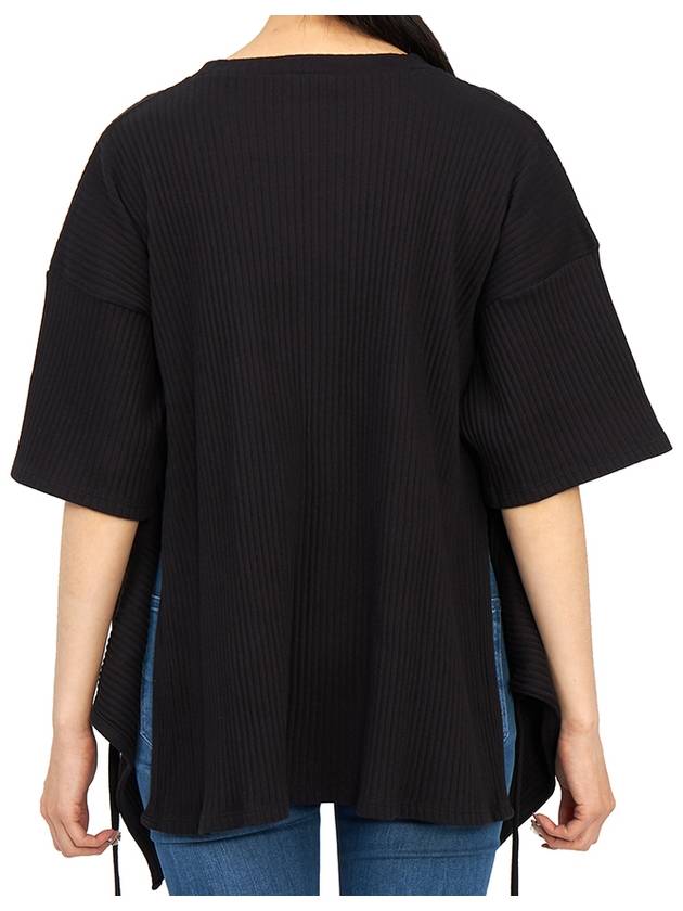 Women's Wrap Short Sleeve TShirt FSHT RIB 000 BLACK - BASERANGE - BALAAN 7