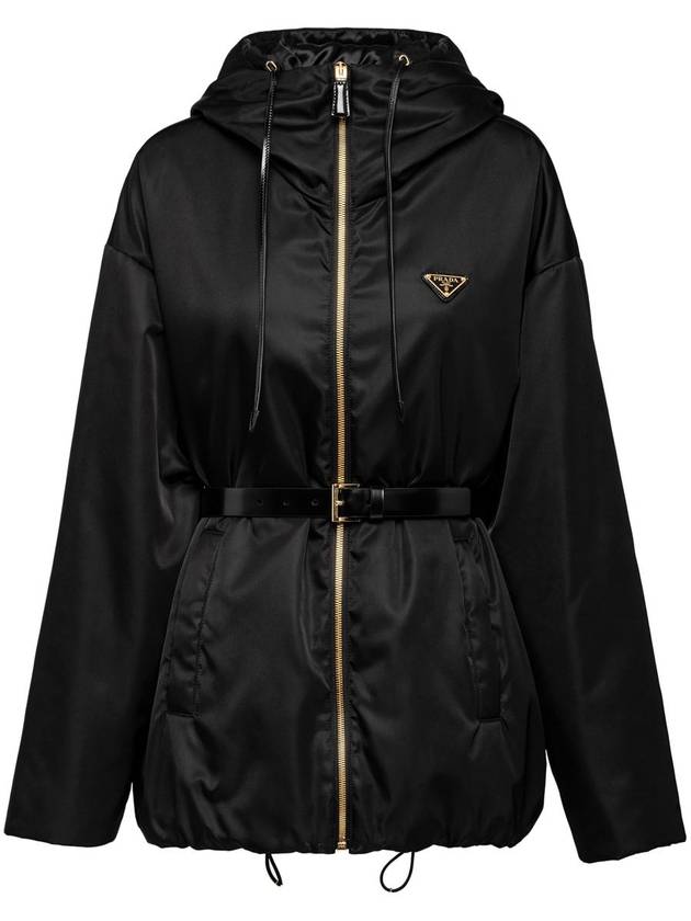 Re-Nylon Hooded Jacket Black - PRADA - BALAAN 2