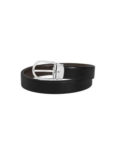 Horseshoe Buckle Reversible Leather Belt Black Brown - MONTBLANC - BALAAN 2