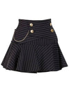 Women s Golf Wear Double Button Stripe Culotte Pants Black - J JANE - BALAAN 2