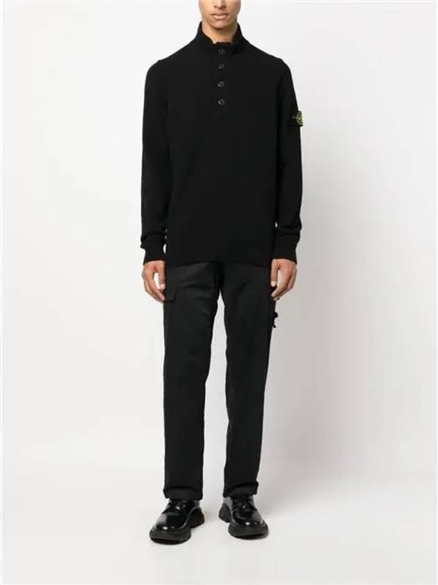 Wappen Patch Button Knit Top Black - STONE ISLAND - BALAAN 4