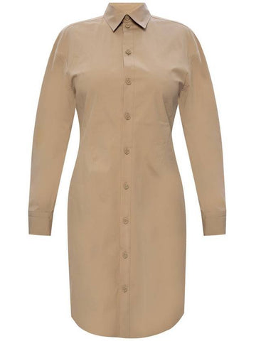 Button Up Shirt Midi Dress Beige - BOTTEGA VENETA - BALAAN 1