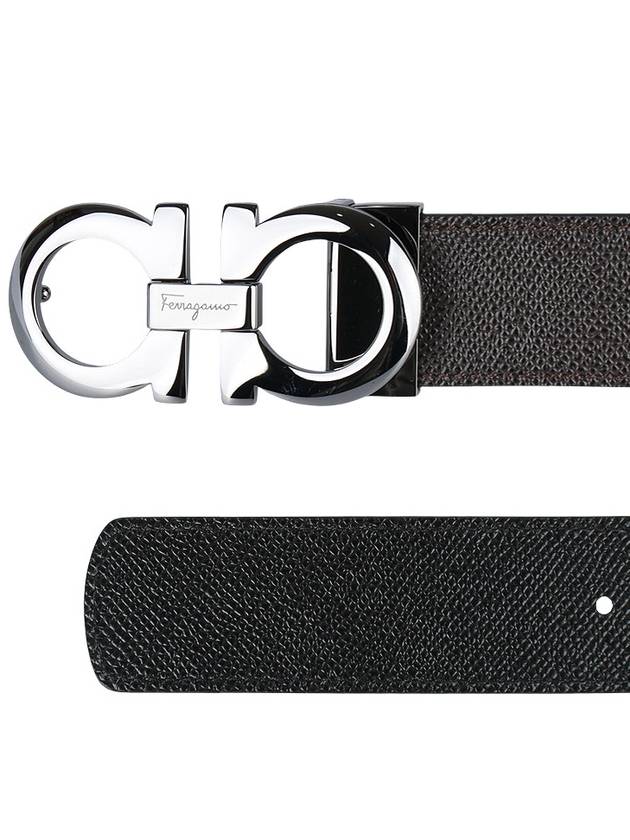 Gancini Reversible Adjustable Leather Belt Black - SALVATORE FERRAGAMO - BALAAN 4