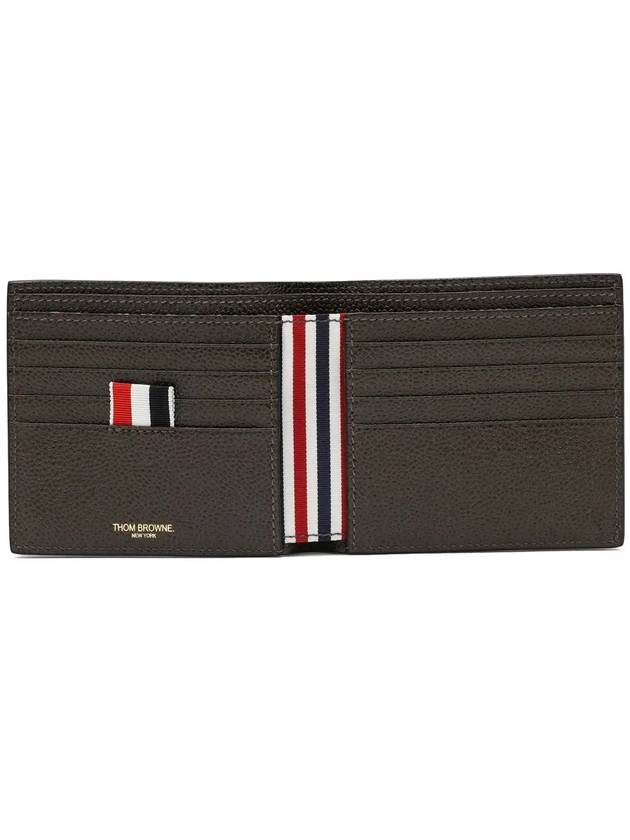 Pebble Grain Leather Half Wallet Dark Brown - THOM BROWNE - BALAAN 5