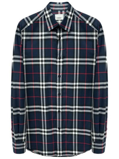 Men's Vintage Check Long Sleeve Shirt Navy - BURBERRY - BALAAN 2