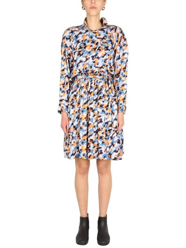 Women's Abstract Print Short Dress Light Blue - KENZO - BALAAN 2