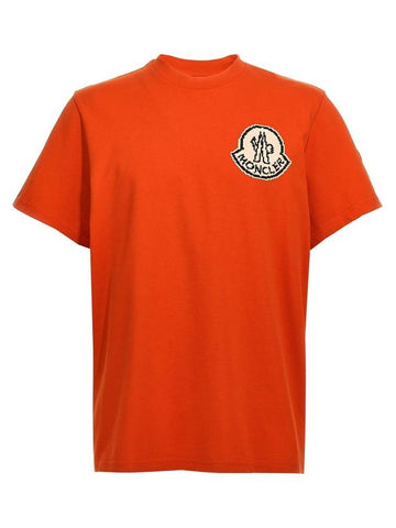 Logo Crew Neck Short Sleeve T Shirt Orange - MONCLER - BALAAN 1