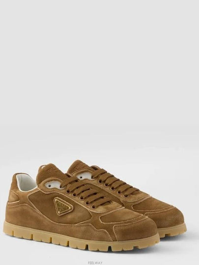 Faded Suede Low Top Sneakers Cinnamon - PRADA - BALAAN 2