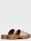 Clea Triomphe Canvas Calfskin Slipper Brown Beige - CELINE - BALAAN 5