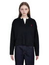 Small Heart Long Sleeve Polo Shirt Black - AMI - BALAAN 2