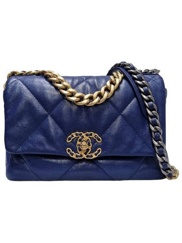 Women s AS1160 Blue Lambskin 19 Flap Shoulder Bag - CHANEL - BALAAN 1