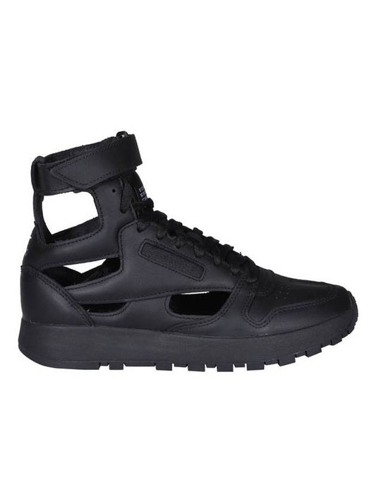 Classic Cut Out Leather Tabi High Top Sneakers Black - MAISON MARGIELA - BALAAN.