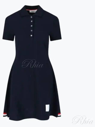 Women's Logo Patch Tennis Flare Short Dress Navy - THOM BROWNE - BALAAN 2