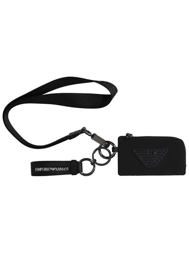 Logo Keyring Card Wallet Black - EMPORIO ARMANI - BALAAN 1