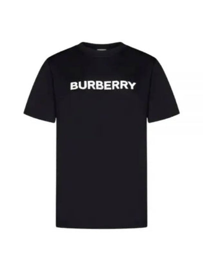 Logo Print Crew Neck Cotton Short Sleeve T-Shirt Black - BURBERRY - BALAAN 2