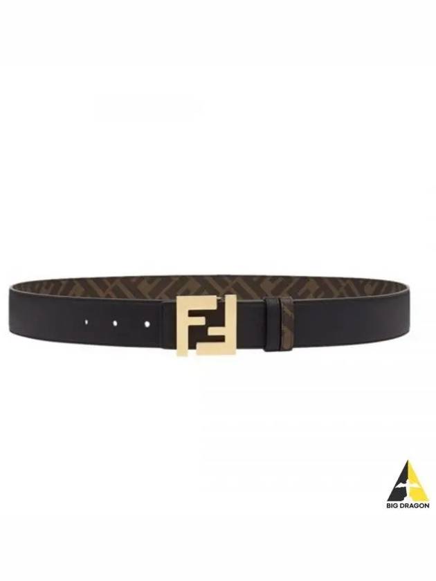 FF Buckle Pattern Reversible Leather Belt Black - FENDI - BALAAN 2