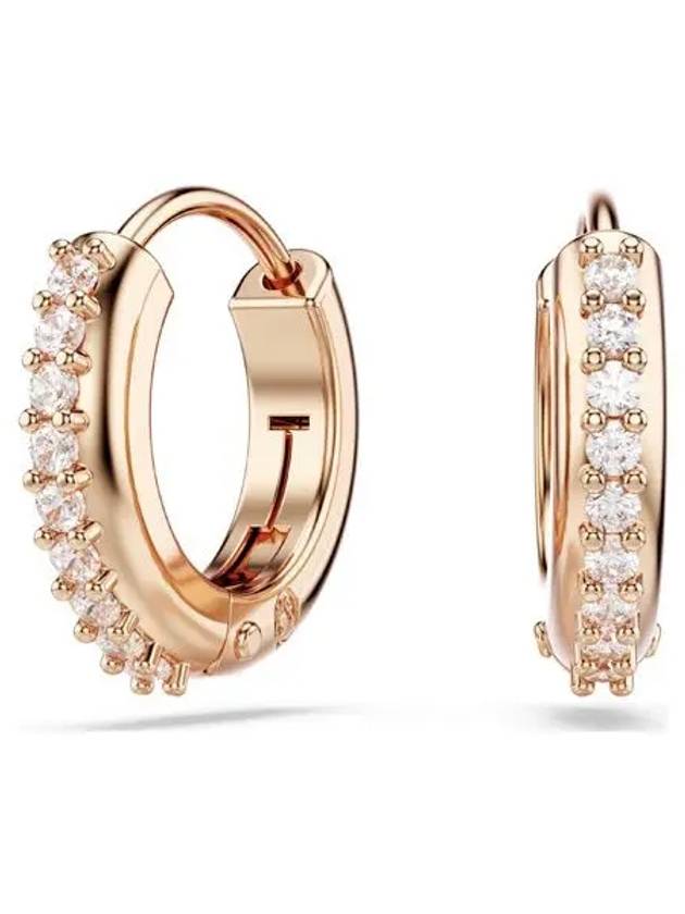 Matrix Hoop Round Cut Earrings Rose Gold - SWAROVSKI - BALAAN 3