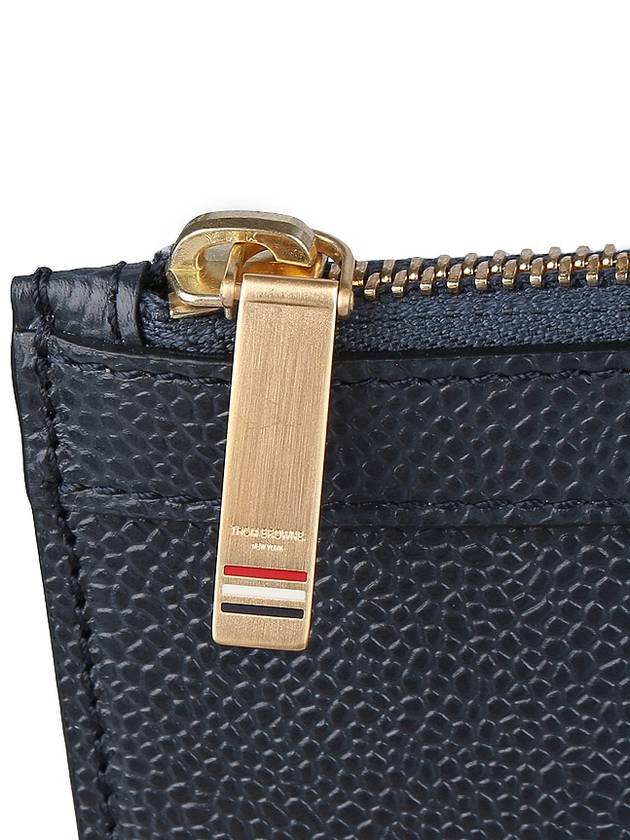 4-Bar Leather Small Clutch Bag Navy - THOM BROWNE - BALAAN 6