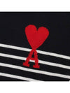 Men's Heart Logo Striped Turtleneck Black - AMI - BALAAN 7