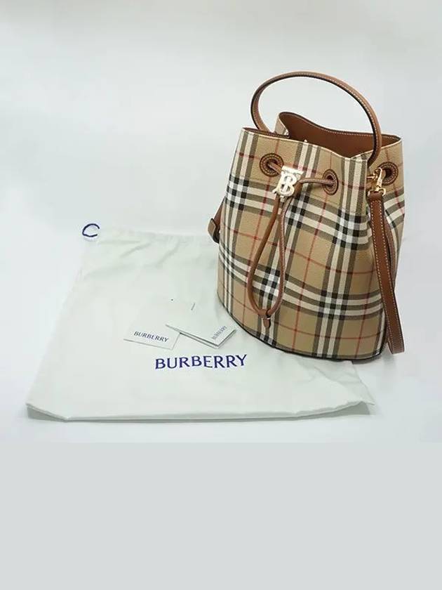 TB Leather Small Bucket Bag Beige - BURBERRY - BALAAN 3