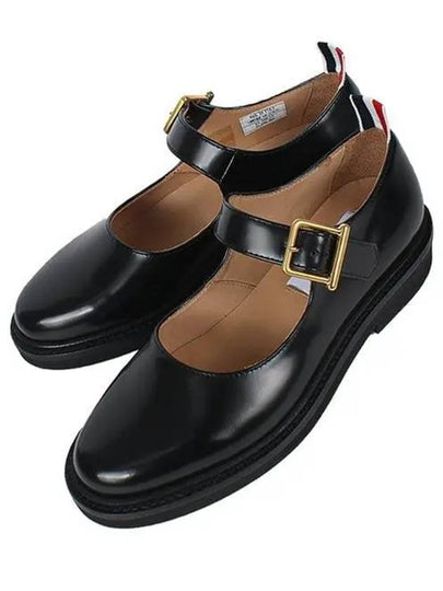 Spazzolato Micro Sole Leather Ballerina Shoes Black - THOM BROWNE - BALAAN 2