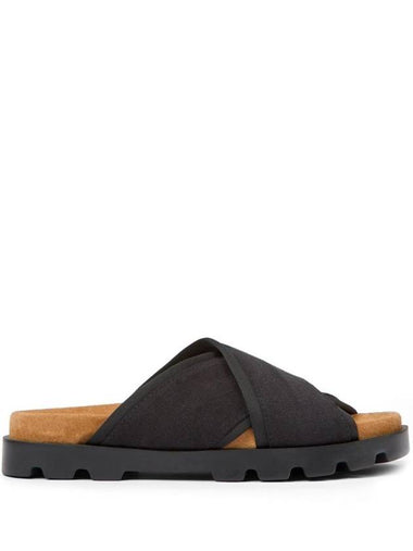 Brutus Textile Cross Strap Sandals Black - CAMPER - BALAAN 1