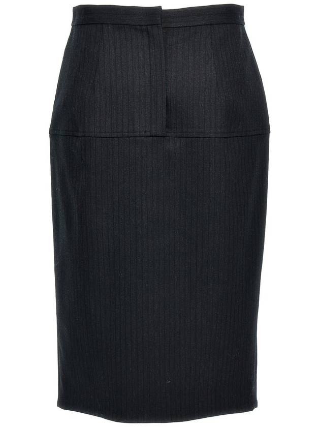 Pinstripe Wool Pencil Skirt Black - FENDI - BALAAN 3