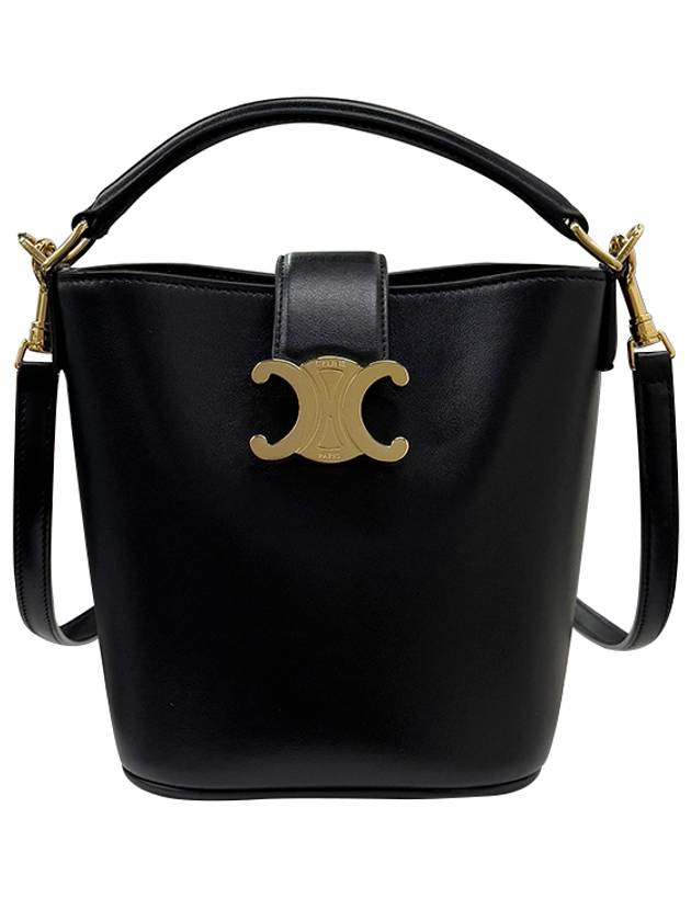 Louise Mini Smooth Calfskin Leather Bucket Bag Black - CELINE - BALAAN 2