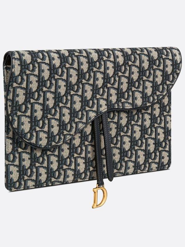 Saddle Pouch Blue  Oblique Jacquard - DIOR - BALAAN 5