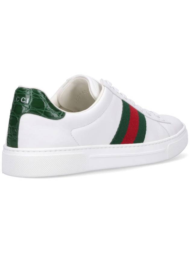 Ace Web Leather Low Top Sneakers White - GUCCI - BALAAN 5