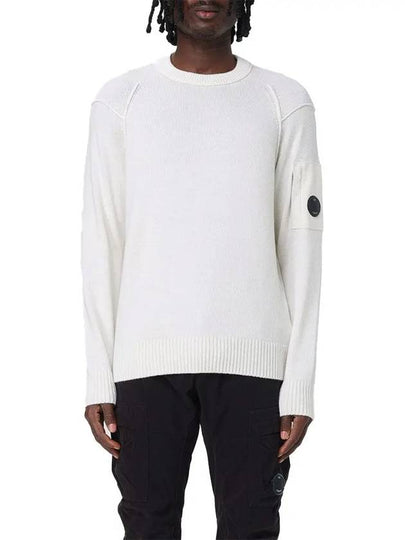 Lambswool GRS Crew Neck Knit Top White - CP COMPANY - BALAAN 2