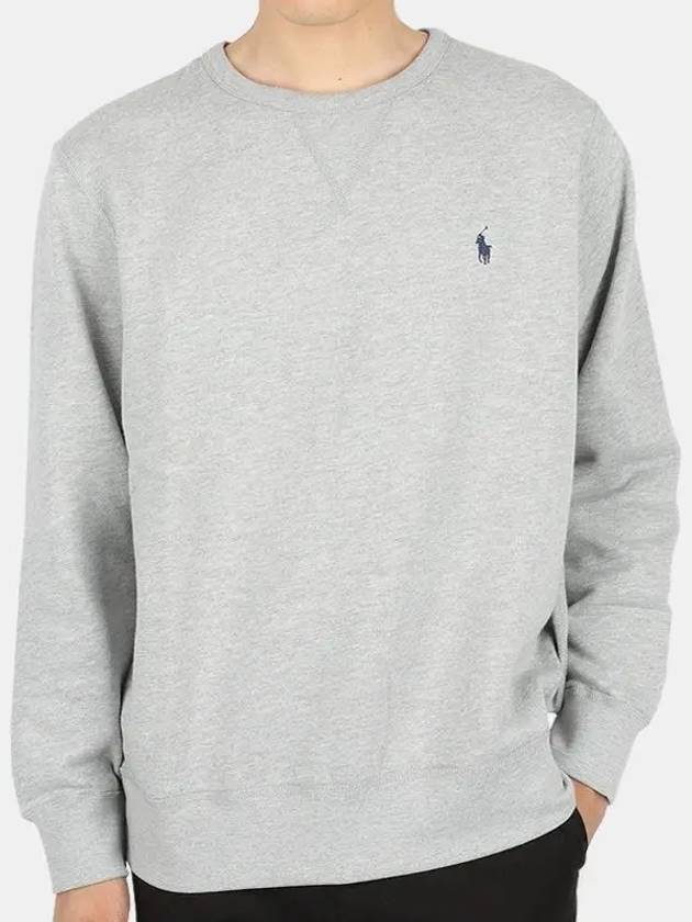 Embroidered Logo Pony Crew Neck Sweatshirt Grey - POLO RALPH LAUREN - BALAAN 3