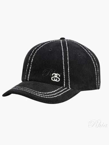 1311156 Black Low Profile SS Link Stitch Strapback Cap - STUSSY - BALAAN 1