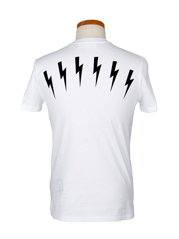 Men's Bag Lightning Bolt Short Sleeve T-Shirt White - NEIL BARRETT - BALAAN 4