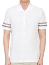 Men's RWB Stripe Cotton Polo Shirt White - THOM BROWNE - BALAAN 4