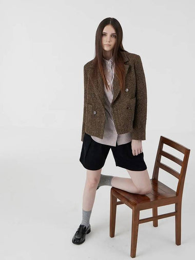 Herringbone Short Double Jacket Brown - VOYONN - BALAAN 7