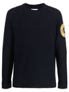 Embroidered Logo Crew Neck Lambswool Knit Top Navy - STONE ISLAND - BALAAN 2