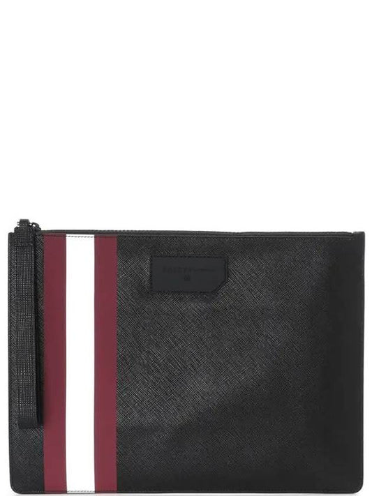 Bhalden Three Stripes Clutch Bag Black - BALLY - BALAAN.