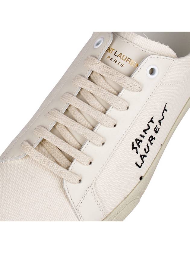 Court Classic SL/06 Embroidered Sneakers In Canvas And Leather Cream - SAINT LAURENT - BALAAN 8