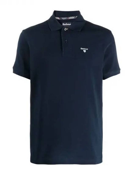 Tartan Pique Short Sleeve Polo Shirt Navy - BARBOUR - BALAAN 2