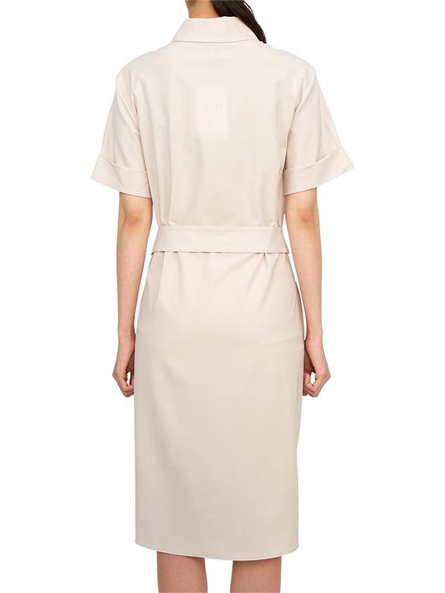 Women's Belt Wool Blend Midi Dress Beige - THEORY - BALAAN 6