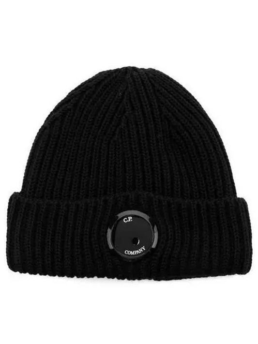 Lens Wappen Extra Fine Merino Wool Beanie Black - CP COMPANY - BALAAN 2