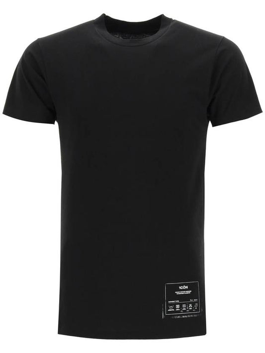 Men's 1CON Print Short Sleeve T-Shirt Black - MAISON MARGIELA - BALAAN.