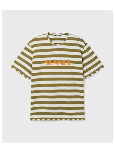 U classic logo spray t shirt olive stripe SPRAYED GREENOFFwhite ST - SUNNEI - BALAAN 1