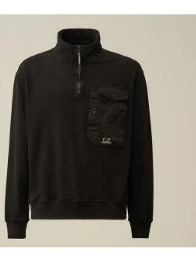 Cotton Fleece Mixed Zipped Sweatshirt Black - CP COMPANY - BALAAN 2