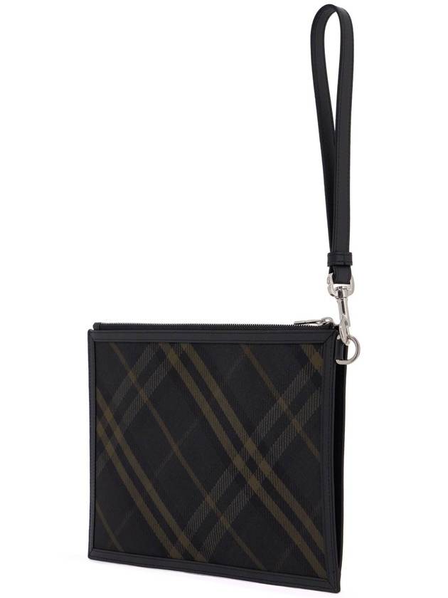 Check Zip Wrist Strap Clutch Bag Shadow - BURBERRY - BALAAN 3