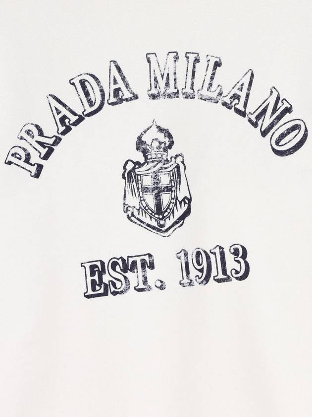 Logo Crew Neck Sweatshirt White - PRADA - BALAAN 4