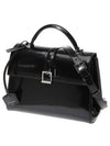 Le Fermoir Small Top-Handle Brushed Leather Tote Bag Black - SAINT LAURENT - BALAAN 2