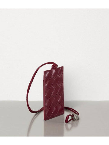 Intrecciato Woven Leather Burgundy Lanyard - BOTTEGA VENETA - BALAAN 1